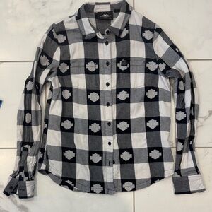 Harley-Davidson Black and White Plaid Shirt